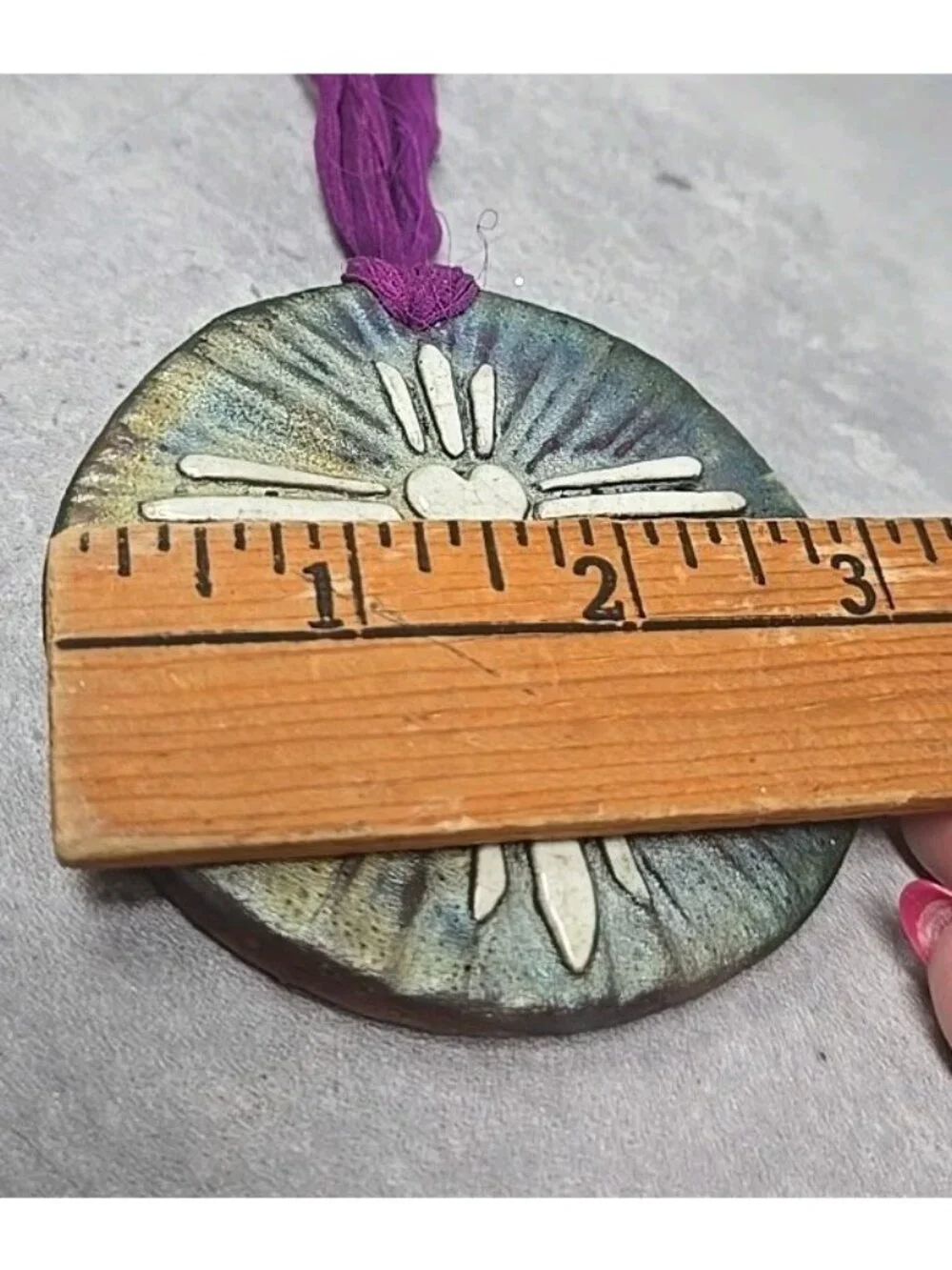Raku Pottery Christmas Medallion Cross Signed Diller I Am Grateful Religious